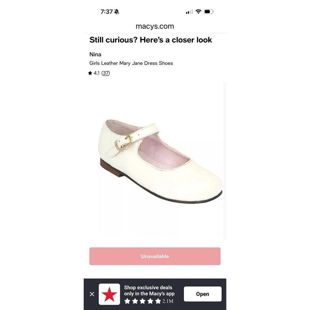Nina Memory Foam Girls White Leather Mary Jane Dress Shoes Buckle US 12.5 M